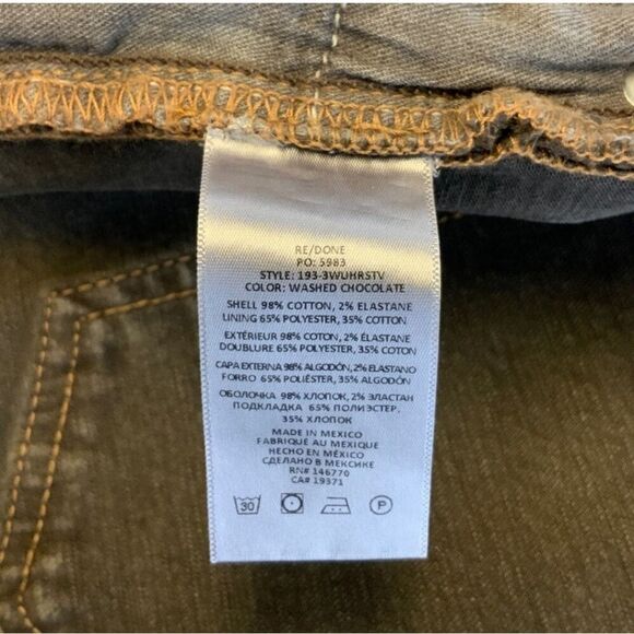 NWT RE/DONE × LEVI'S 70s Ultra High Rise Stove Pipe Jeans Raw Hem Chocolate 29 - Picture 7 of 8